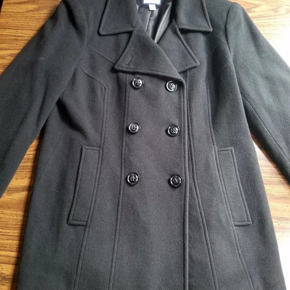 Croft & Barrow Black Wool Blend Peacoat Size Large - Picture 3 of 9